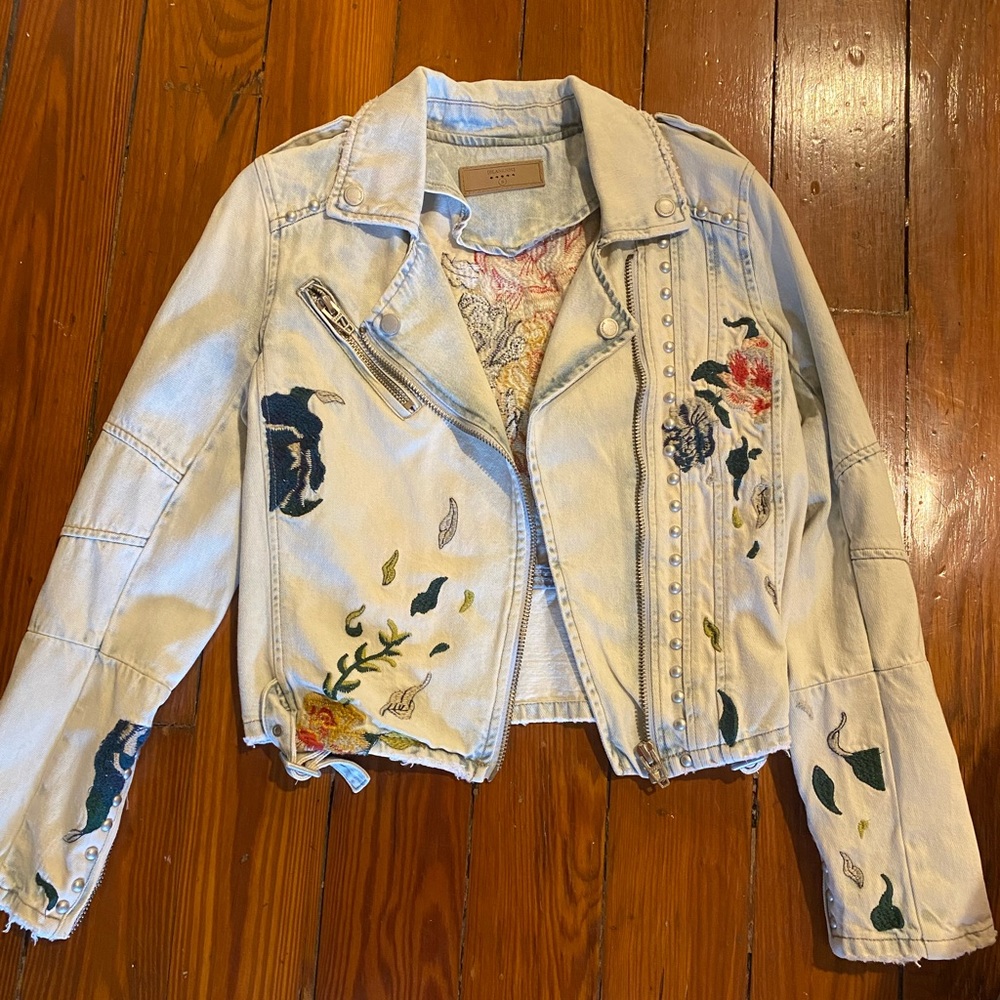 Blank NYC embroidered & studded denim jacket